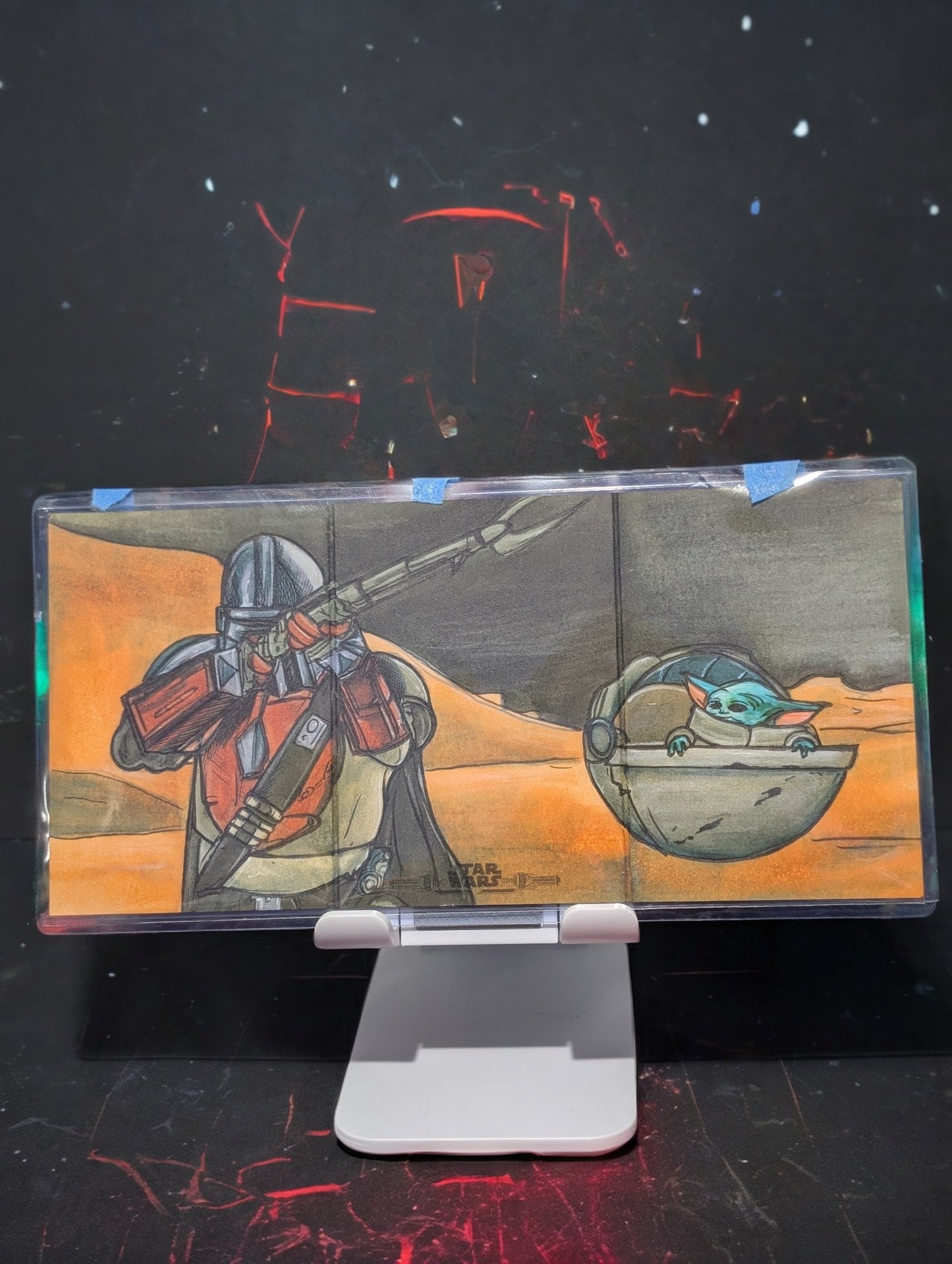 1/1 Star Wars Bounty Hunter Triptych Sketch Card by Rees Finlay