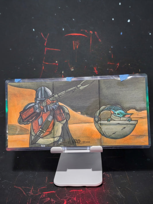 1/1 Star Wars Bounty Hunter Triptych Sketch Card by Rees Finlay